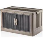 Çok Amaçlı Kapaklı Portatif Istiflenebilir Tekerlekli Organizer Dolap Kahverengi - Görsel 3