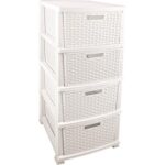 Omnipazar SRL-4002 Rattan Hasır Desen Plastik Komidin Mutfak Sebzelik 4 Katlı