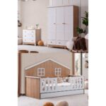 Bello Çocuk Odası Takımı, Bello Yavrulu Karyola, Berlin 3 Kapaklı Dolap, Şifonyer - Ceviz