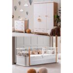 Antalya Çocuk Odası Takımı, Antalya Yavrulu Karyola, Berlin 3 Kapaklı Dolap, Şifonyer - Ceviz