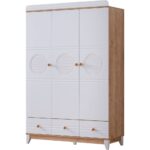 Antalya Çocuk Odası Takımı, Antalya Yavrulu Karyola, Berlin 3 Kapaklı Dolap, Şifonyer - Ceviz - Görsel 4