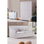 Mira Çocuk Odası Takımı, Mira Yavrulu Karyola, Berlin 3 Kapaklı Dolap, Şifonyer - Beyaz