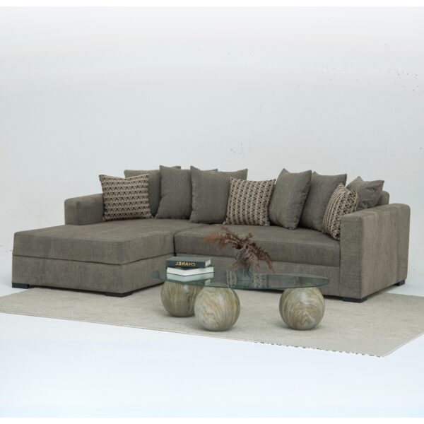 Velura Home & Living Yumi Yataklı Köşe Takımı & Puflu Köşe Koltuk Takımı - Antrasit Şönil Kumaş (Sağ Köşe)