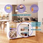 Bimossa Gustav L4710 Mutfak Adası 160  cm  – Beyaz Ahşap Üst, Şaraplık, Bar Masası Çok Amaçlı Depolamalı Dolap - Görsel 2