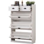 Ayakkabılık, Çırağan Ayakkabılık, Düşer Kapak Çekmeceli Ayakkabılık, Beyaz - Görsel 4