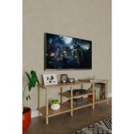 Ahşap Tv Ünitesi – 120 cm – 3 Katlı Açık Raflı Televizyon Sehpası – 30X43X120 cm - Görsel 4