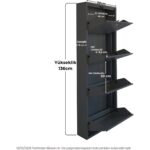 Mobilya Pratik Kilitli 4'lü Metal Ayakkabılık - Antrasit - Görsel 3