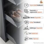 Mobilya Pratik Kilitli 4'lü Metal Ayakkabılık - Antrasit - Görsel 4