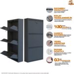 Mobilya Pratik Kilitli 3'lü Metal Ayakkabılık - Antrasit - Görsel 2