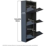 Mobilya Pratik Kilitli 3'lü Metal Ayakkabılık - Antrasit - Görsel 3