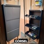 Mobilya Pratik Kilitli 3'lü Metal Ayakkabılık - Antrasit - Görsel 6