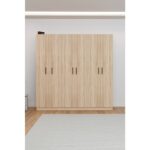 AE-2115 Kale Sonomo Gardırop 6 Kapaklı, 4 Çekmeceli, 3 Askılıklı, 13 Raflı Dolap - Görsel 4