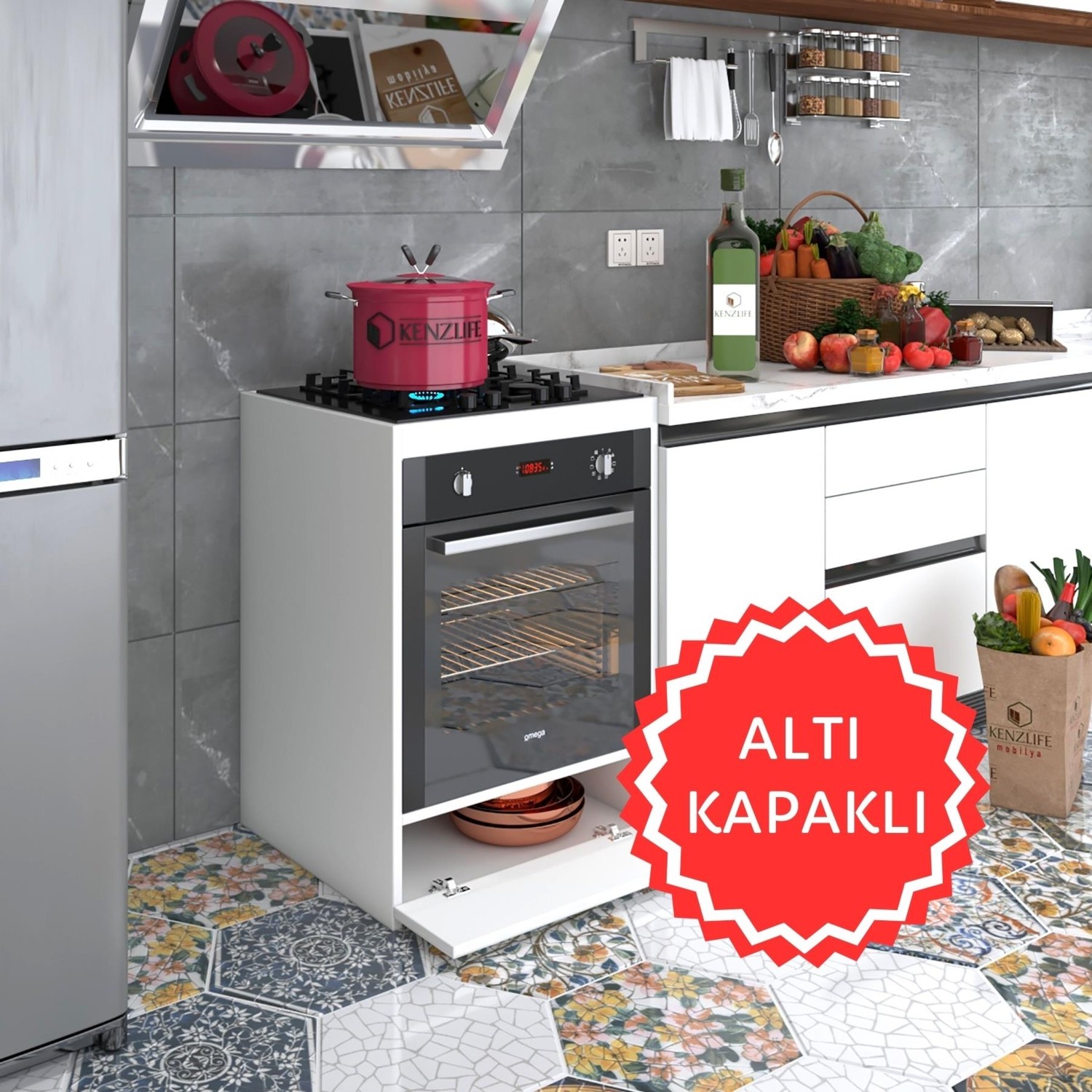 110001043462399.jpg Kenzlife ankastre modülü kabini berilyum byz fırın ocak dolabı kapaklı - Görsel 1