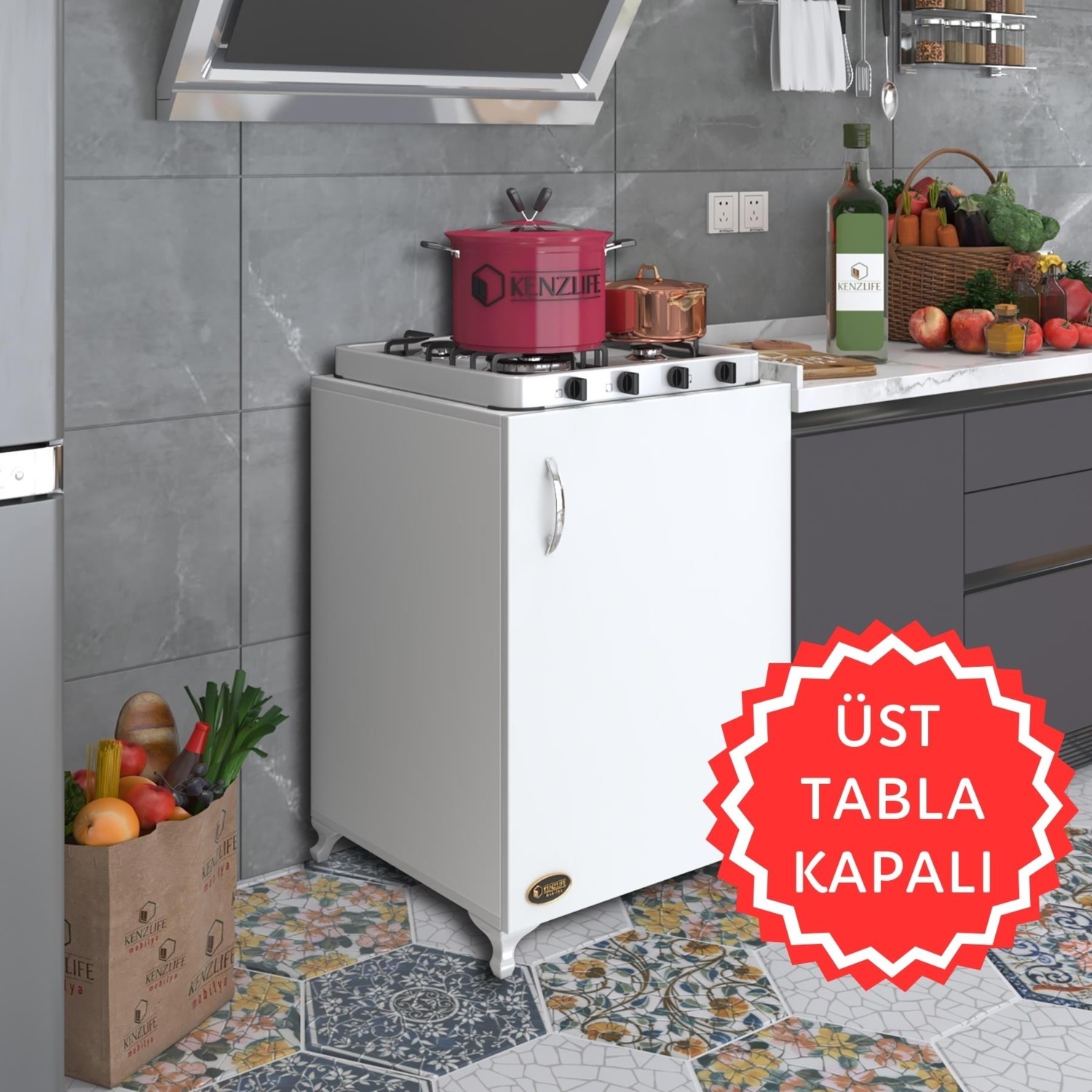 110001043462587.jpg Kenzlife Ocak Dolabı Hoşseda Byz 85*60*56 Hazır Mutfak Klasik Set Üstü Ocak Için Arkalıksız - Görsel 1