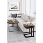 Lyon 3'lü C Zigon Sehpa Siyah Metal - Atlantik Çam Tabla - Görsel 4