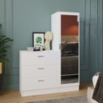 Robin Home Lyana Aynalı Şifonyer Gardırop Beyaz - Görsel 2