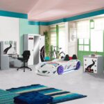 Setay Formula Çocuk Odası Full Jaguar Koltuklu Full Ledli Beyaz Arabalı Yatak