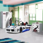 Setay Formula Çocuk Odası  Dolap Şifonyer Audi Koltuklu  Full Ledli Beyaz Arabalı Yatak