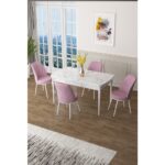 Canisa Concept Zen Serisi Mdf Açılabilir Mutfak Masası Takımı ,beyaz Mermer Desen Masa + 4 Adet Sandalye