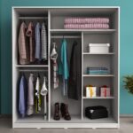 Metalia Sameaynalı Sürgü Kapaklı Gardırop - Beyaz - Görsel 2