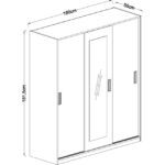 Metalia Sameaynalı Sürgü Kapaklı Gardırop - Beyaz - Görsel 5