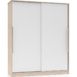 Aeka Kamer Ae-4001 Zambak Sürgü Kapaklı 2 Çekmeceli Gardırop - Beyaz Meşe - Görsel 3