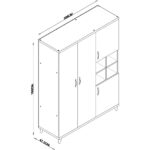 Aeka -1065 Atlas 4 Kapaklı Gardırop - Meşe Beyaz - Görsel 3