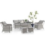 EVDEMO Deniz Rattan Puflu Bahçe Balkon Takımı 3+1+1 Gri