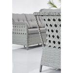 EVDEMO Deniz Rattan Puflu Bahçe Balkon Takımı 3+1+1 Gri - Görsel 3