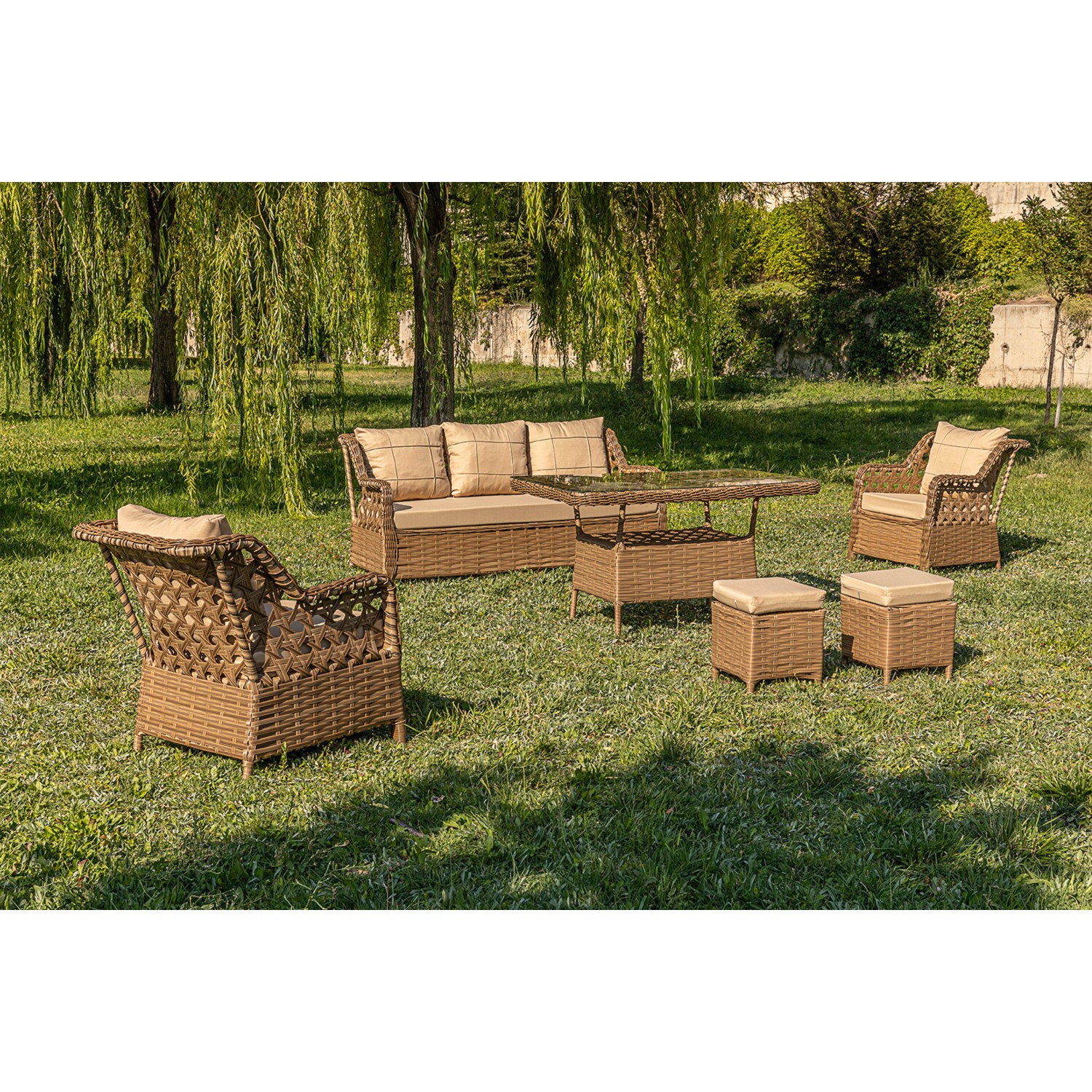 110000906511670.jpg Btk Concept Oscar Rattan Bahçe Mobi̇lyasi 3+1+1 Masali Garanti̇li̇ - Görsel 1