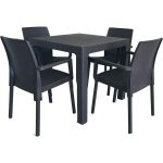 MANDELLA 80 x 80 4 KİŞİLİK ANTRASİT PLASTİK BAHÇE MOBİLYASI MUTFAK BALKON TAKIMI