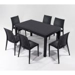 Mandella 90 x 150 6 Kişilik Antrasit Plastik Bahçe Mobilyası Mutfak Balkon Takımı