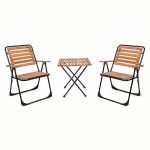 Evvon Metal İskeletli Bistro Set - Natürel